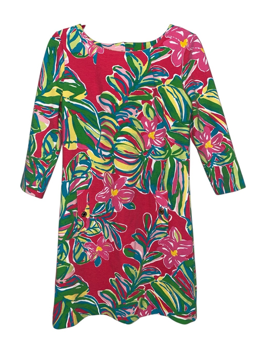 Lilly Pulitzer Charlene Jungle Tumble Pomegranate Pink Green Midi Dress Medium